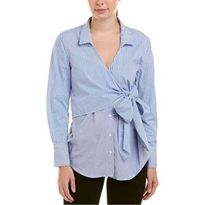 Bardot blue and white button down wrap top. Size S. Good used condition.